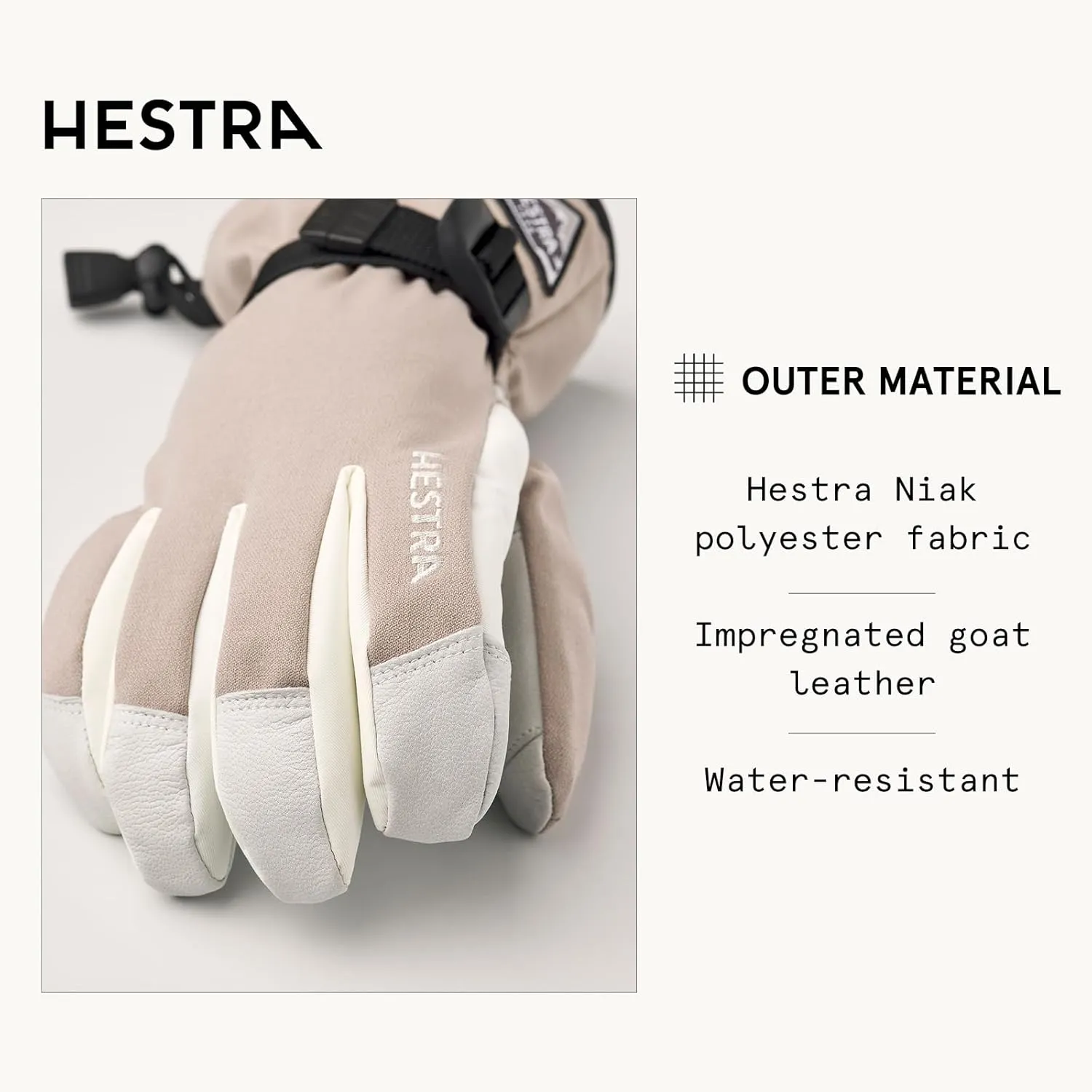 Hestra Unisex Powder Gauntlet Glove, Leather Windproof Insulated Glove for Alpine Ski, Everyday Winter Wear for Men & Women
