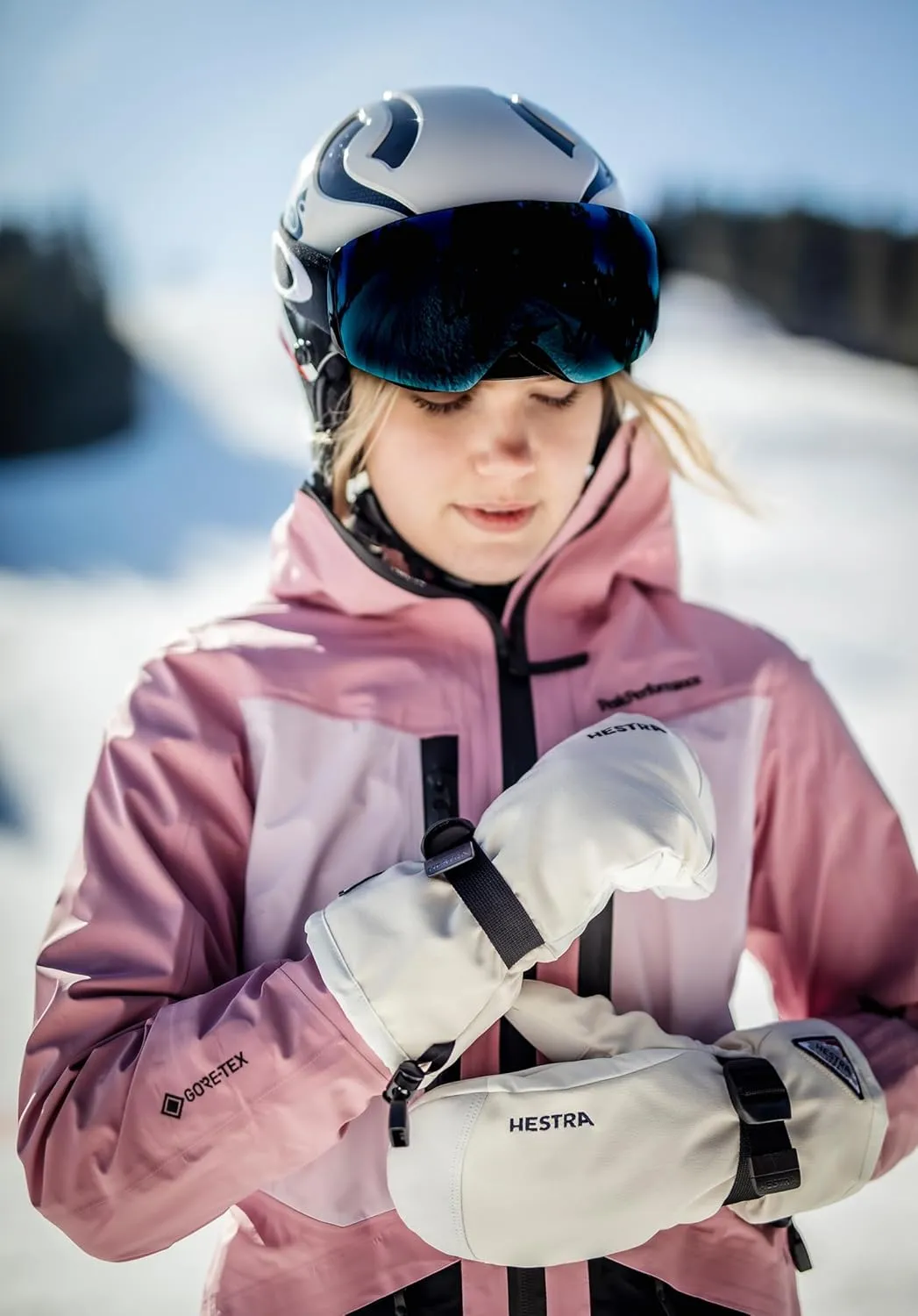 Hestra Unisex Powder Gauntlet Mitt, Windproof, Leather Everyday Winter Wear, Alpine Skiing Mitten for Men & Women