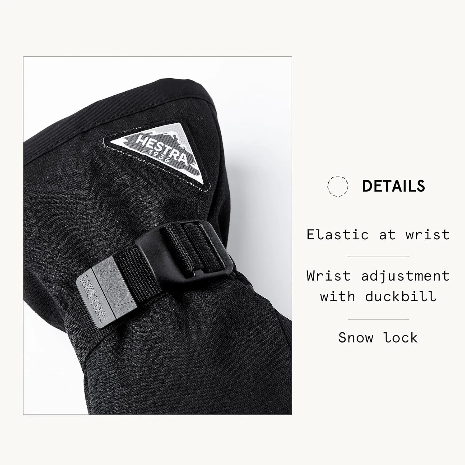 Hestra Unisex Powder Gauntlet Mitt, Windproof, Leather Everyday Winter Wear, Alpine Skiing Mitten for Men & Women