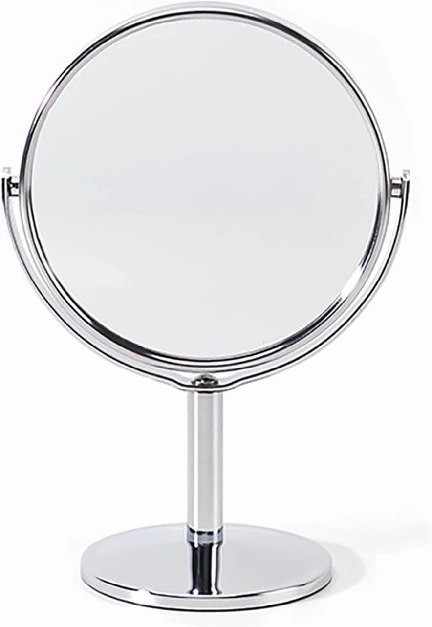 High-Definition Round Mirror with Non-Fading Surface, Steady Stand, 1X/2X Magnification, 6 inches