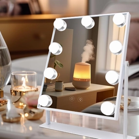 Hollywood Vanity Makeup Mirror with Lights - 9 Dimmable Bulbs, Smart Touch Control, 3 Colors Light, 360°Rotation, Light Up Makeup Mirror for Dressing Room & Bedroom