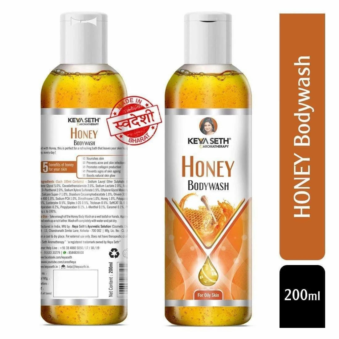 Honey Bodywash Enriched with Honey, Shower Gel with Skin Conditioner for All Skin Types