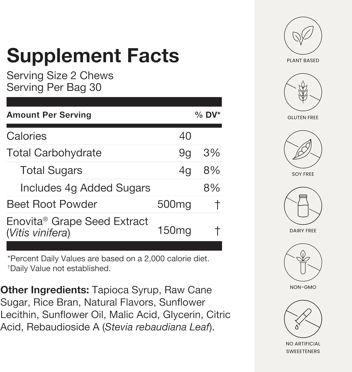 humanN SuperBeets Heart Chews, Nitric Oxide and Blood Pressure Support, Grape Seed Extract & Non-GMO Beet Root Powder Energy Supplement, Pomegranate Berry Flavor, 60 Count