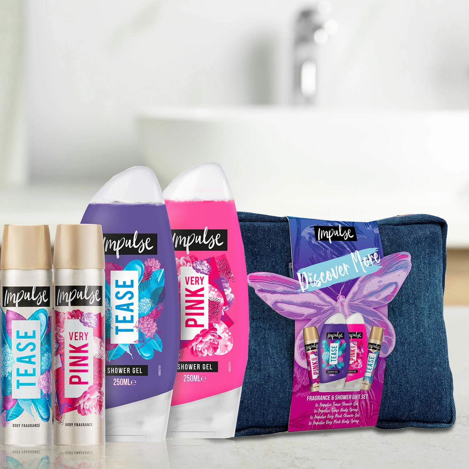 Impulse Discover More Beauty Bag Shower Fragrance 4pcs Gift Set For Her