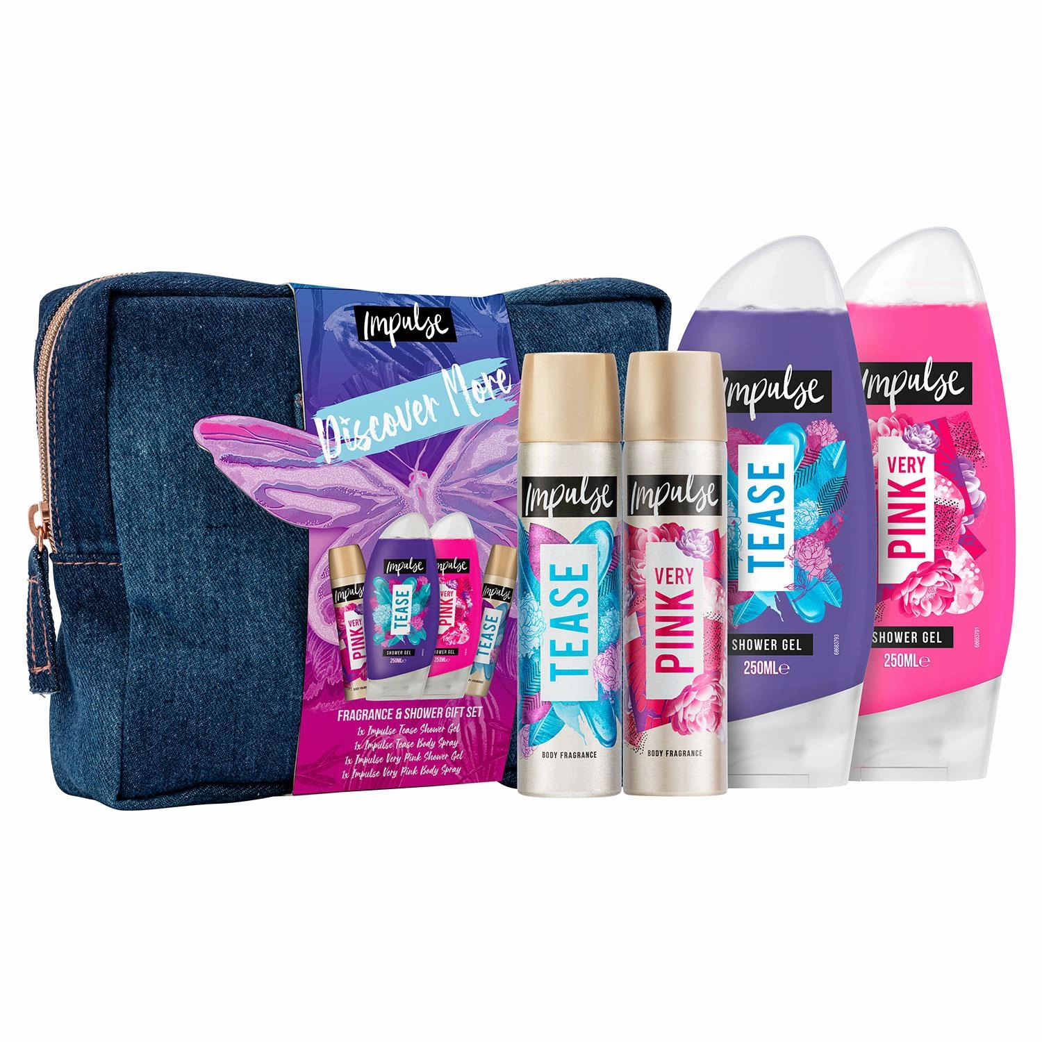 Impulse Discover More Beauty Bag Shower Fragrance 4pcs Gift Set For Her