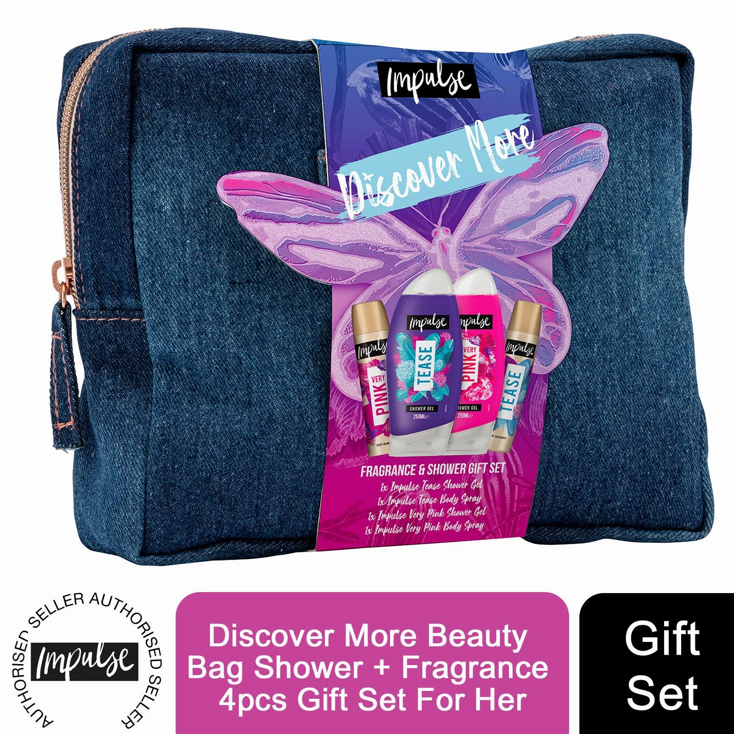 Impulse Discover More Beauty Bag Shower Fragrance 4pcs Gift Set For Her