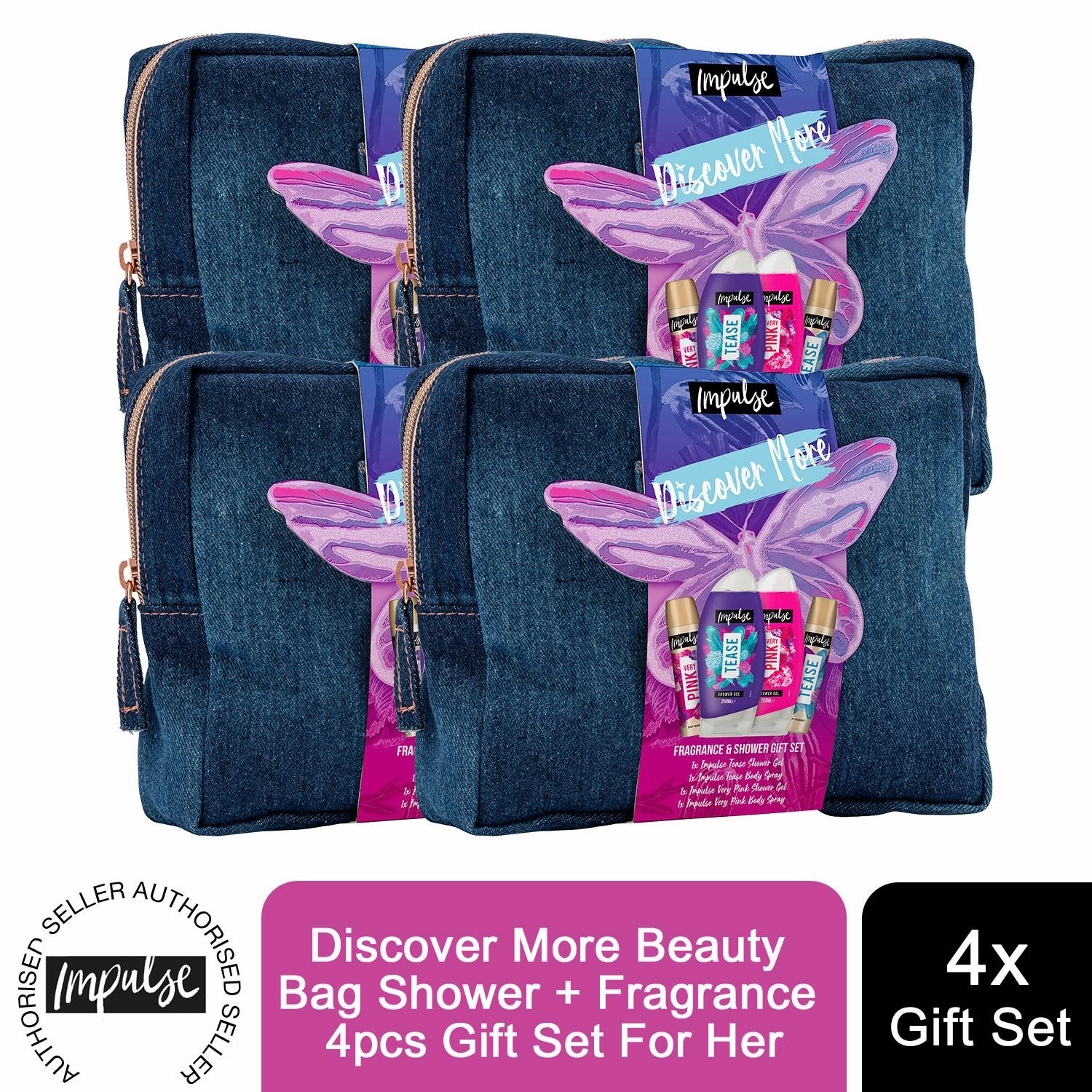 Impulse Discover More Beauty Bag Shower Fragrance 4pcs Gift Set For Her