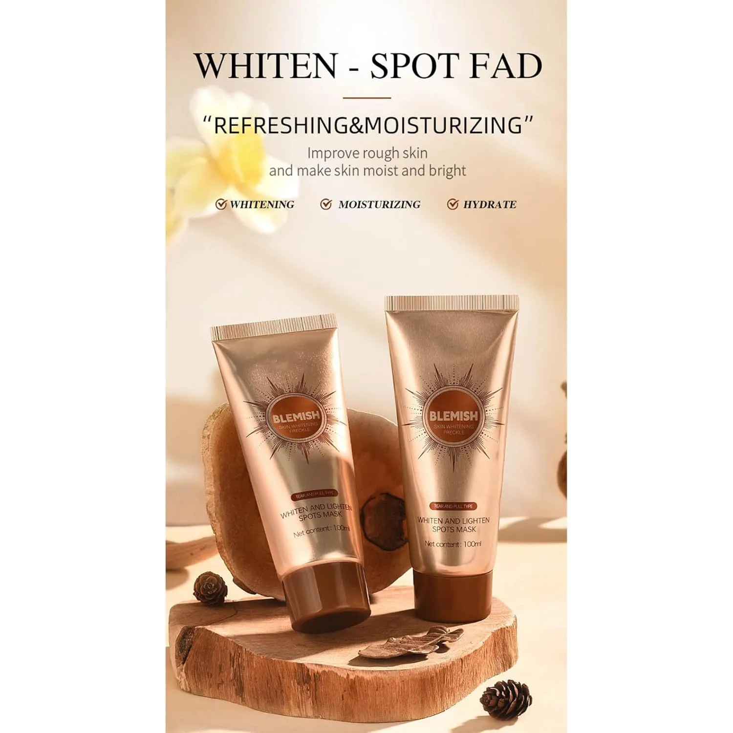 Instant Glow Brightening Facial Mask 1 Piece Hydrating Moisturizing for Women Girls Skin Care Rejuvenating Radiance Brown One Size