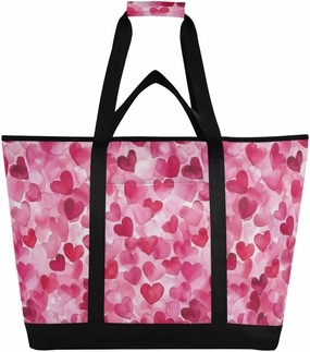 Insulated Cooler Bag Keeps Food Hot or Cold Foldable Reusable and Leak Proof Food Grocery Bag for Travel Lunch Camping Beach Blush Love Heart