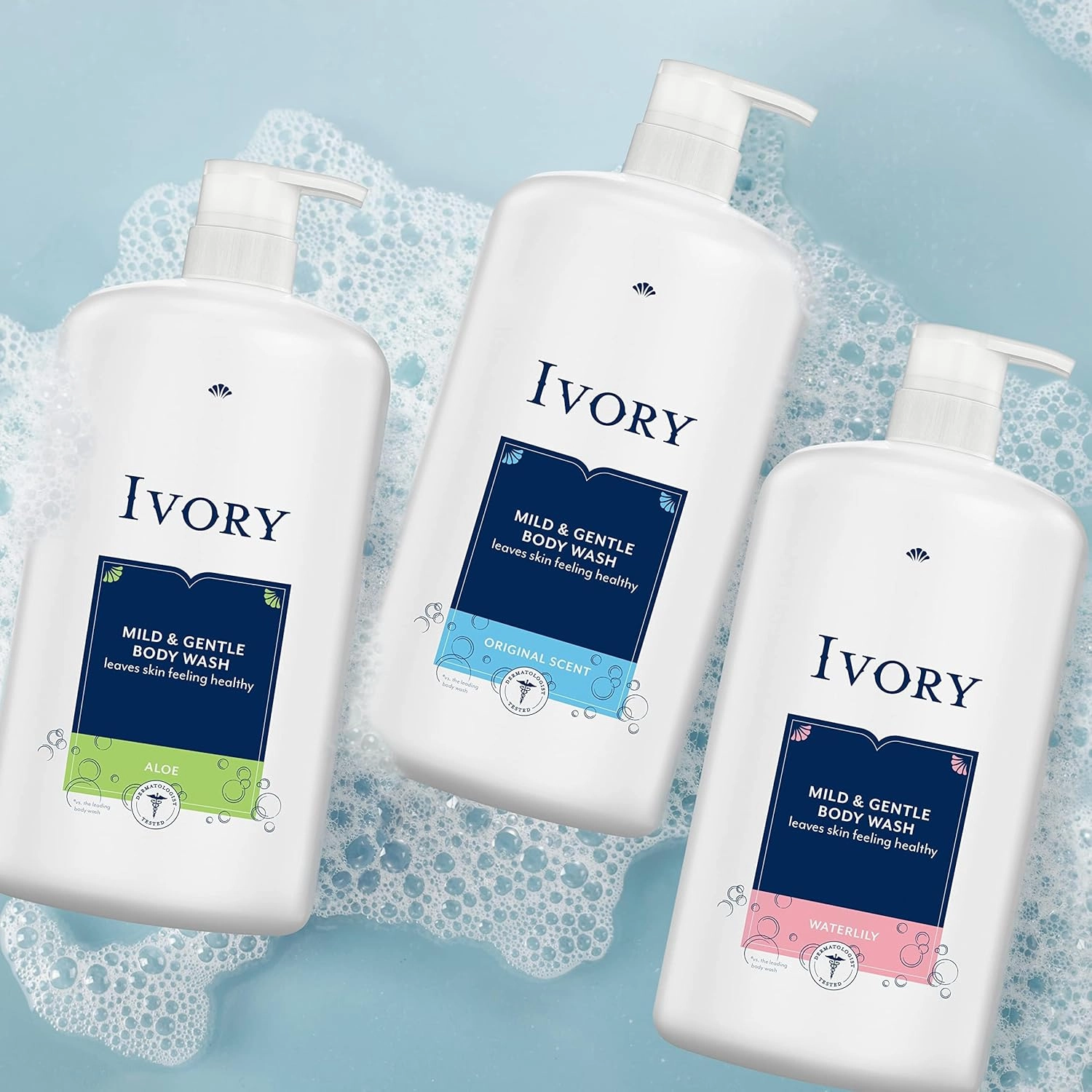 Ivory Body Wash - Ivory Clean Body Wash Pump Original with body pump. Ivory soap pamper yourself with this moisturizing body wash pump with 35 Fl. Oz. each with shower loofah 2Pack (Sensitive Skin)