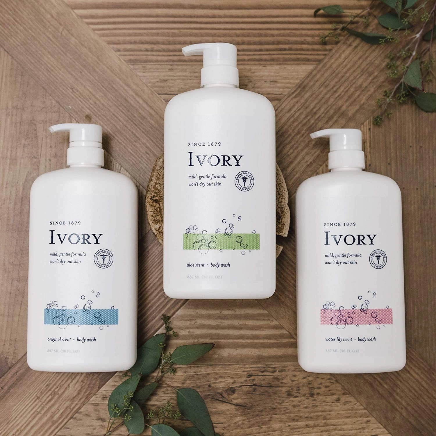 Ivory Body Wash - Ivory Clean Body Wash Pump Original with body pump. Ivory soap pamper yourself with this moisturizing body wash pump with 35 Fl. Oz. each with shower loofah (Pack of 2). (Lavender)