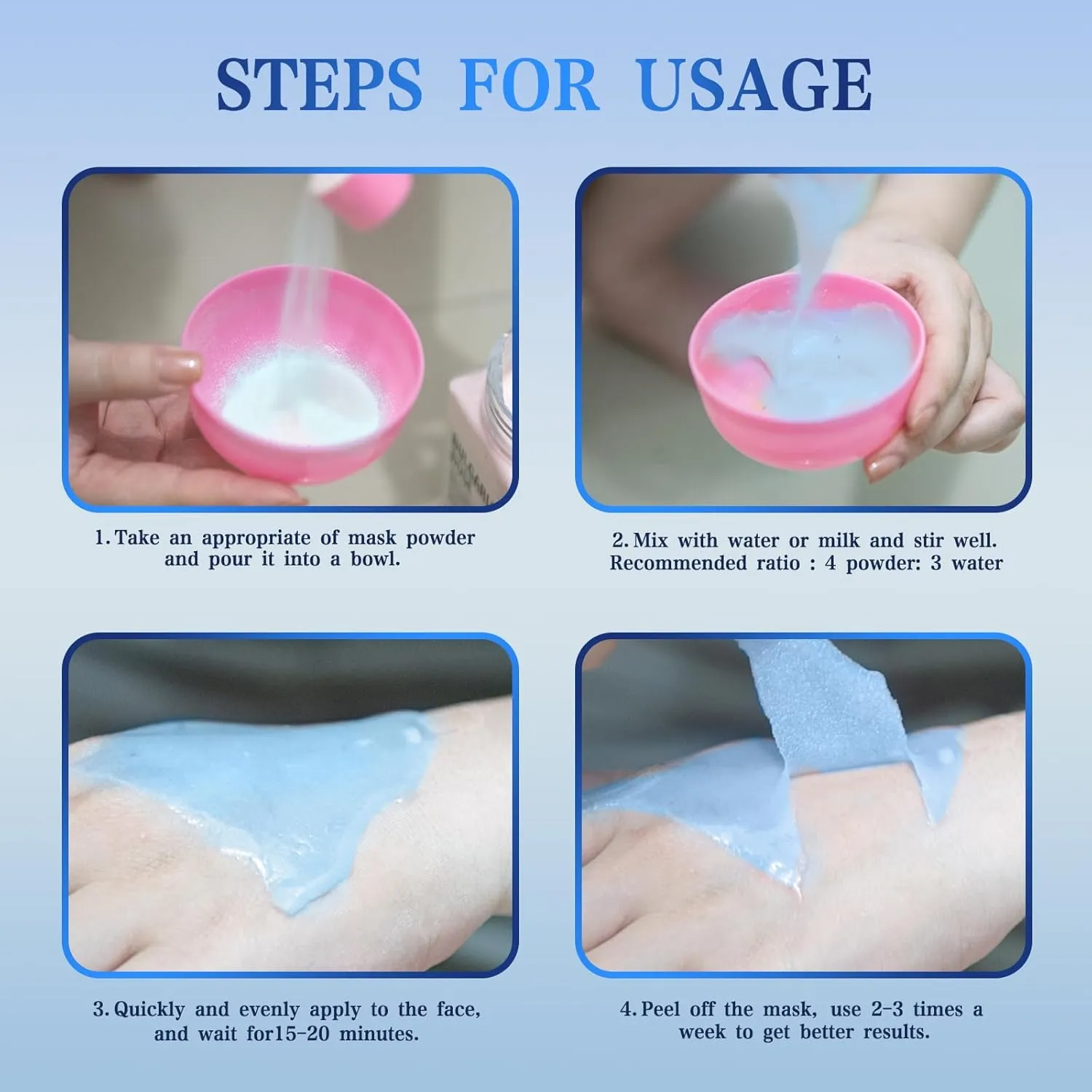 Jelly Face Mask,Hyalorunic Acid Jelly Mask Powder for Facials, Moisturizing& Hydrating Jelly Mask Powder, Professional Peel Off Hydro Jelly Mask With Bowl Set Jelly Mask DIY Spa 23 Fl Oz