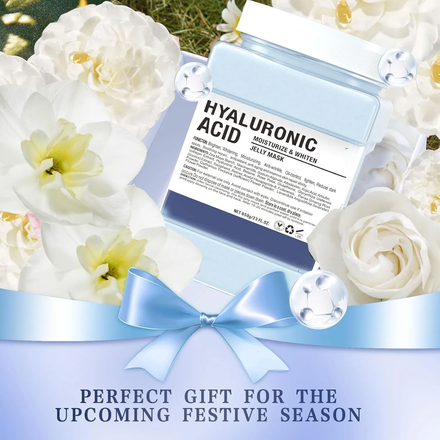 Jelly Face Mask,Hyalorunic Acid Jelly Mask Powder for Facials, Moisturizing& Hydrating Jelly Mask Powder, Professional Peel Off Hydro Jelly Mask With Bowl Set Jelly Mask DIY Spa 23 Fl Oz