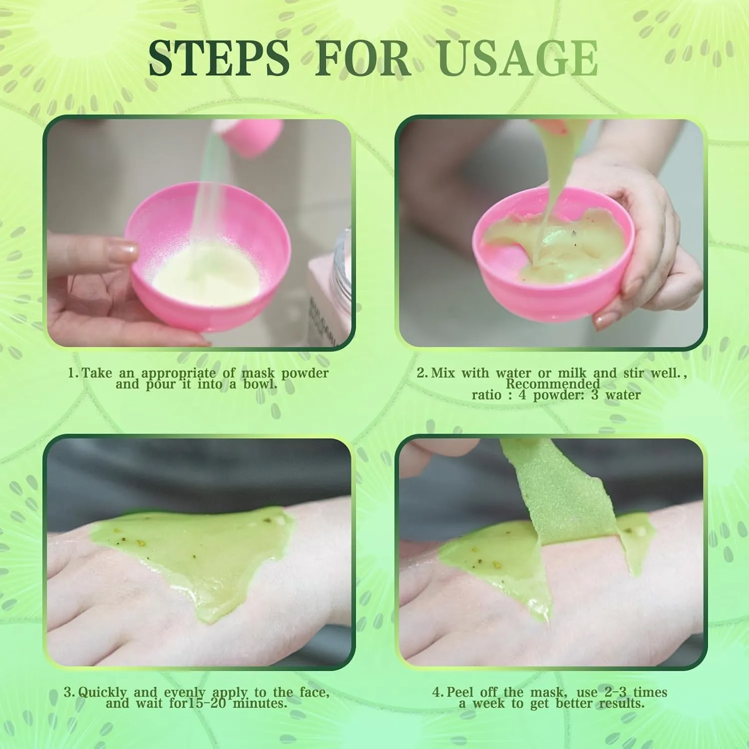 Jelly Mask Powder for Facials,Kiwi Jelly Face Mask Hydrating, Brightening & Nourishing, Face Mask Skin Care,Peel Off Jelly Masks for DIY Spa 23 Fl Oz