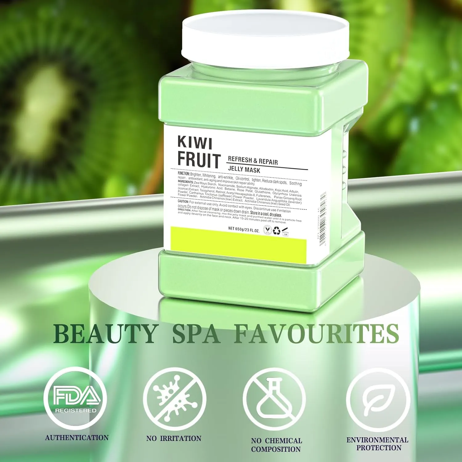 Jelly Mask Powder for Facials,Kiwi Jelly Face Mask Hydrating, Brightening & Nourishing, Face Mask Skin Care,Peel Off Jelly Masks for DIY Spa 23 Fl Oz