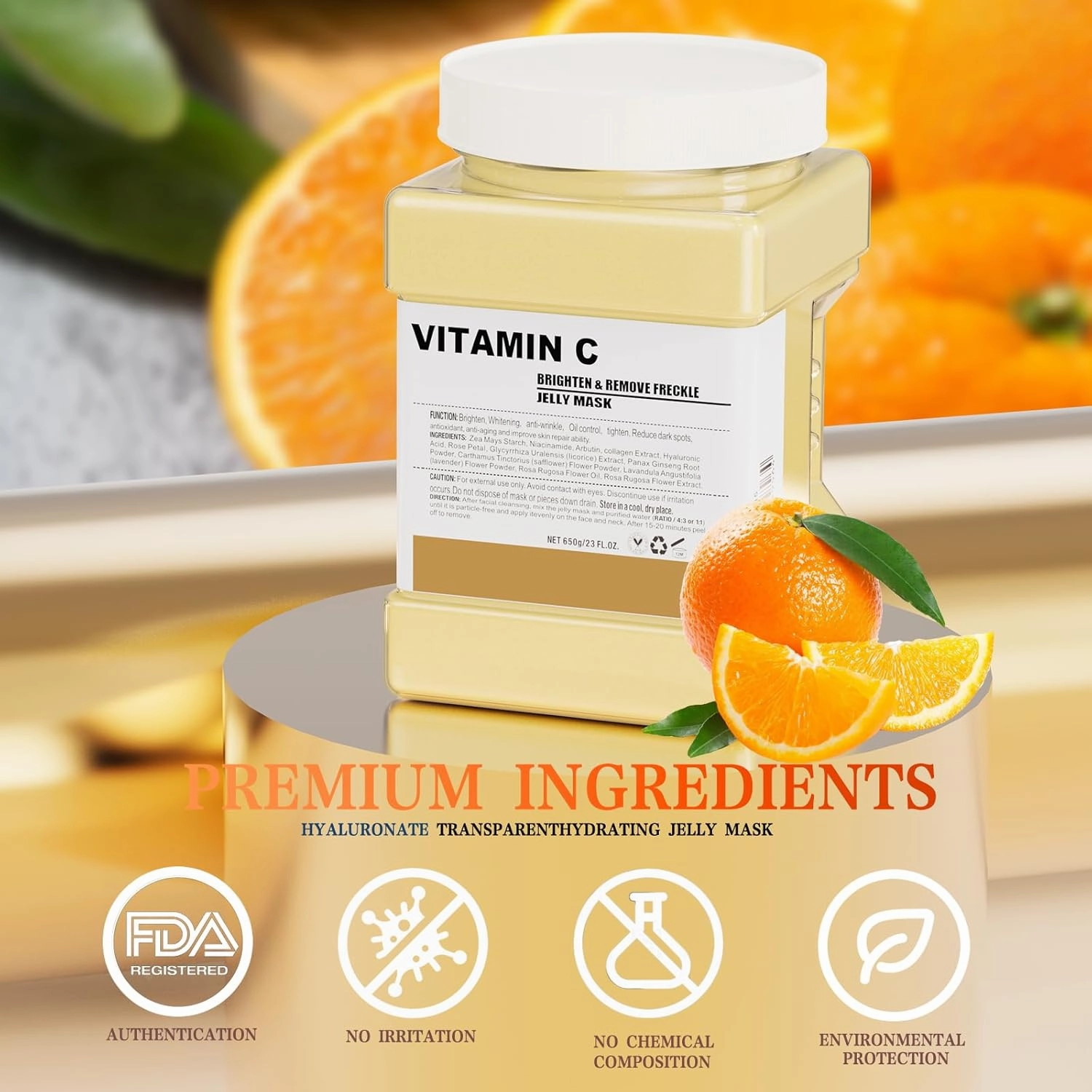 Jelly Mask for Facials Professional,Vitamin C Jelly Face Mask,Brightening & Hydrating Mask, Nourishing & Tightening, Anti-Aging & Acne Treatment, Face Skin Care Bowl Set DIY Spa 23 Fl Oz