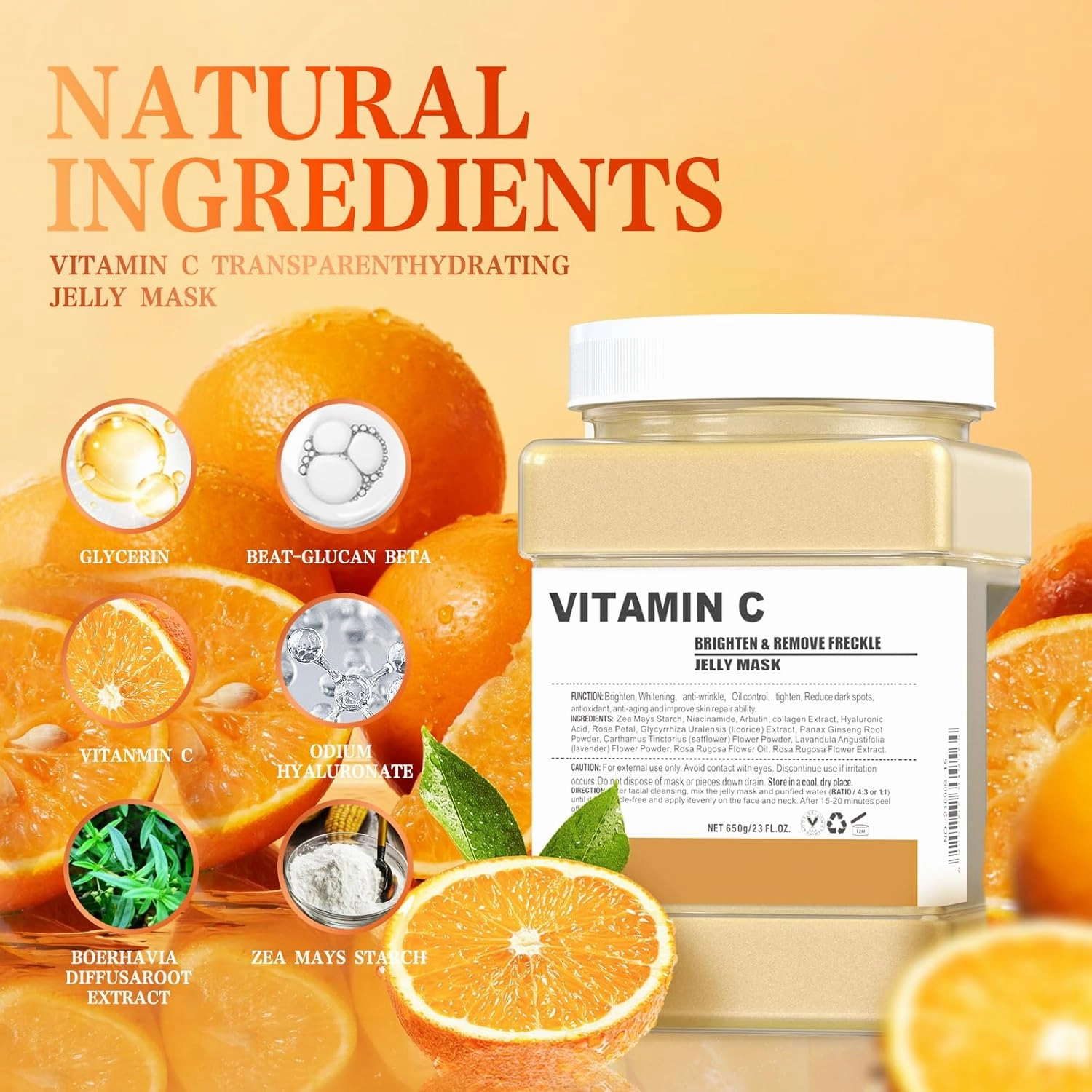 Jelly Mask for Facials Professional,Vitamin C Jelly Face Mask,Brightening & Hydrating Mask, Nourishing & Tightening, Anti-Aging & Acne Treatment, Face Skin Care Bowl Set DIY Spa 23 Fl Oz