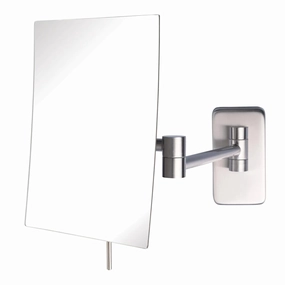 JERDON 8.75-Inch x 6.5-Inch Wall Mount Makeup Mirror - Personal Mirror with 5X Magnification & 14 inch Wall Extension - Nickel Wall Mount Arm - Model JRT695N