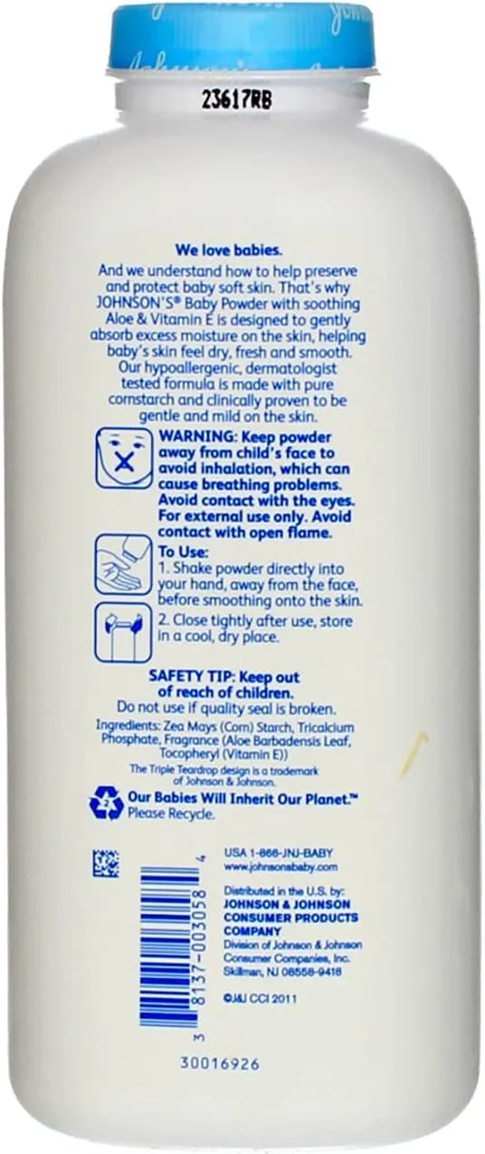 JOHNSON'S Aloe & Vitamin E Baby Powder 15 oz (Pack of 3)