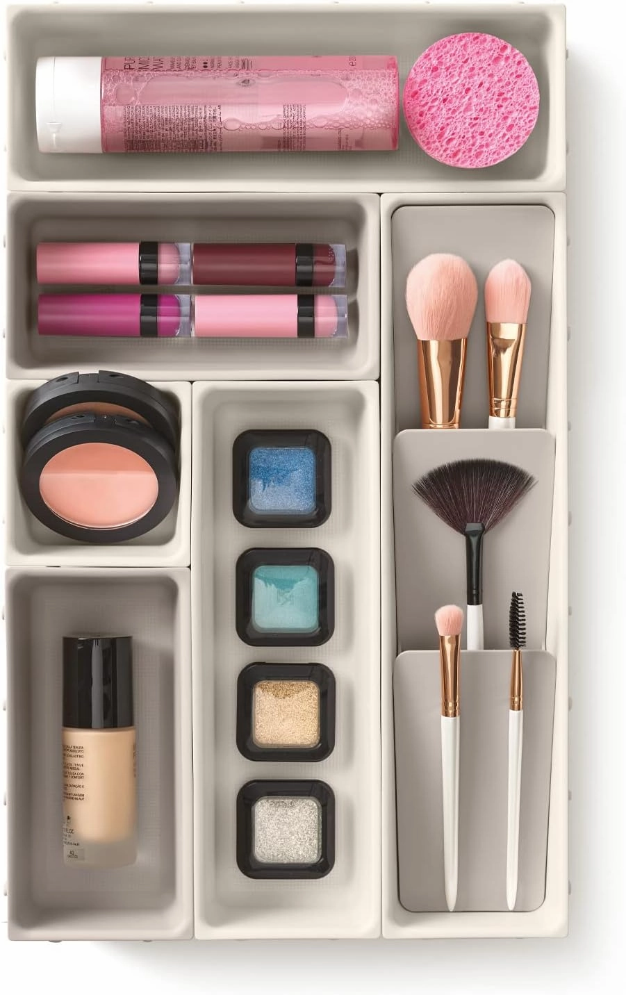Joseph Joseph Viva - Modular 7-piece Makeup Beauty Drawer Organiser Set, Storage Boxes dividers for makeup, beauty grooming items, cosmetics, hair accessories