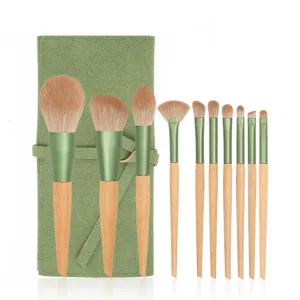 JSEIAJB 10 Pieces of Qingluo Makeup Brush Set, Complete With Loose Powder Brush, Beauty Tools, and Universal Brushes