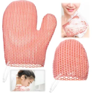 Karenhi Honeycomb Exfoliating Scrubber Set, Face and Body Scrubber Include Bath Mitt Honeycomb Exfoliating Glove for Body Shower, Face Exfoliator Sponge, Quick Drying(Pink)