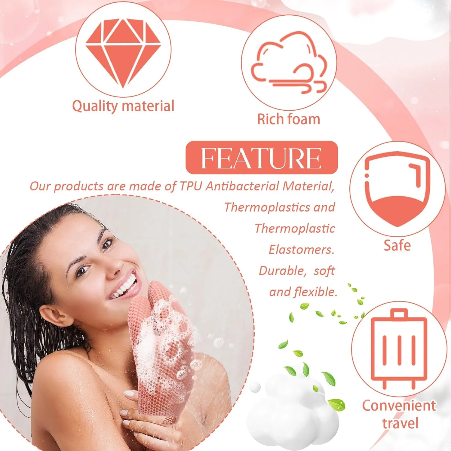 Karenhi Honeycomb Exfoliating Scrubber Set, Face and Body Scrubber Include Bath Mitt Honeycomb Exfoliating Glove for Body Shower, Face Exfoliator Sponge, Quick Drying(Pink)