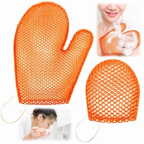 Karenhi Honeycomb Exfoliating Scrubber Set, Face and Body Scrubber Include Bath Mitt Honeycomb Exfoliating Glove for Body Shower, Face Exfoliator Sponge, Quick Drying(Orange)