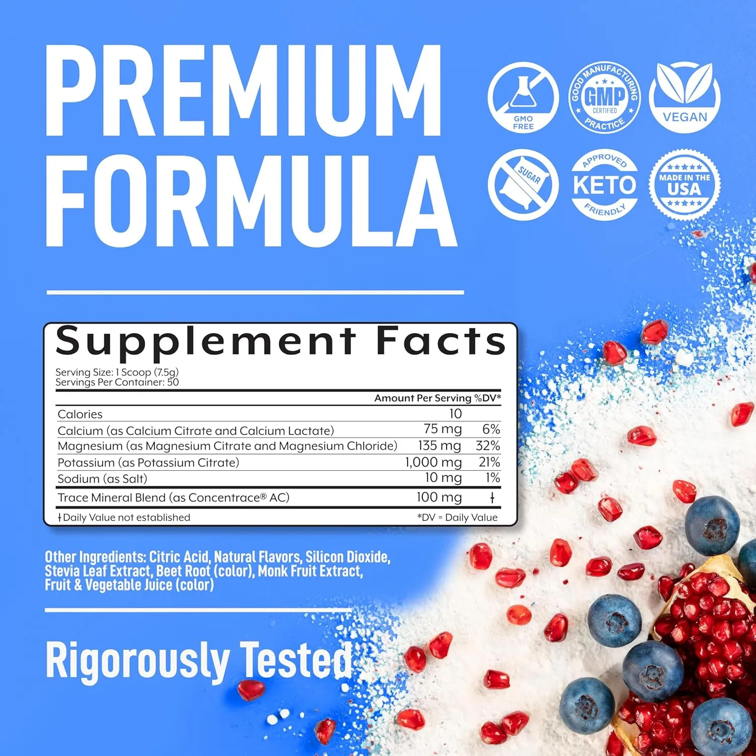Keppi Keto Electrolytes Powder No Sugar | Sugar Free Electrolytes | Made in USA | Advanced Hydration, Performance & Recovery | Delicious Blueberry Pomegranate Flavor | Mixes Easily No Clumps