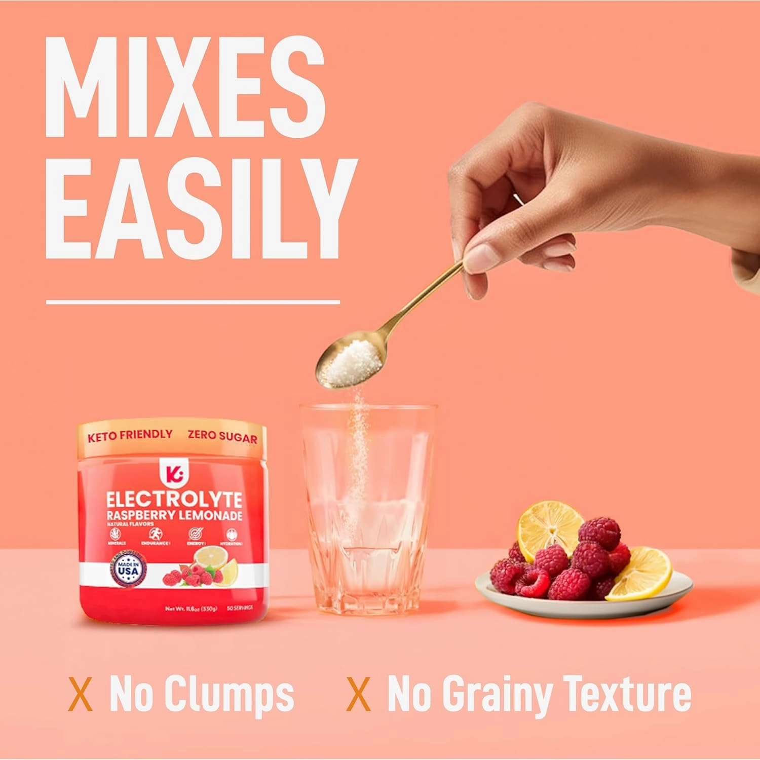 Keppi Keto Electrolytes Powder No Sugar - Sugar Free Electrolytes - Keto Hydration Electrolytes - Made in USA - Delicious Raspberry Lemonade Flavor - Mixes Easily No Clumps
