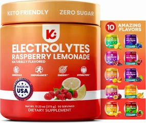 Keppi Keto Electrolytes Powder No Sugar - Sugar Free Electrolytes - Keto Hydration Electrolytes - Made in USA - Delicious Raspberry Lemonade Flavor - Mixes Easily No Clumps
