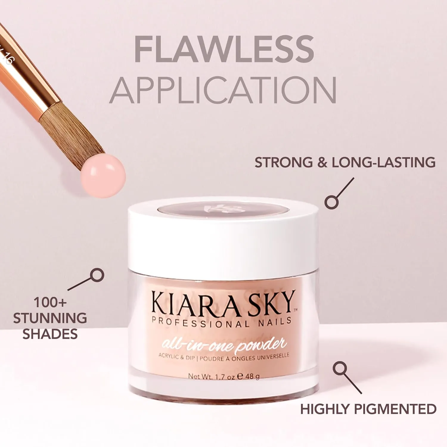 Kiara Sky All-In-One Acrylic Nail Powder | Multi-Use Dip & Acrylic Powder | Sculpting, Overlay & Dipping 2 oz, Next Level Mauve