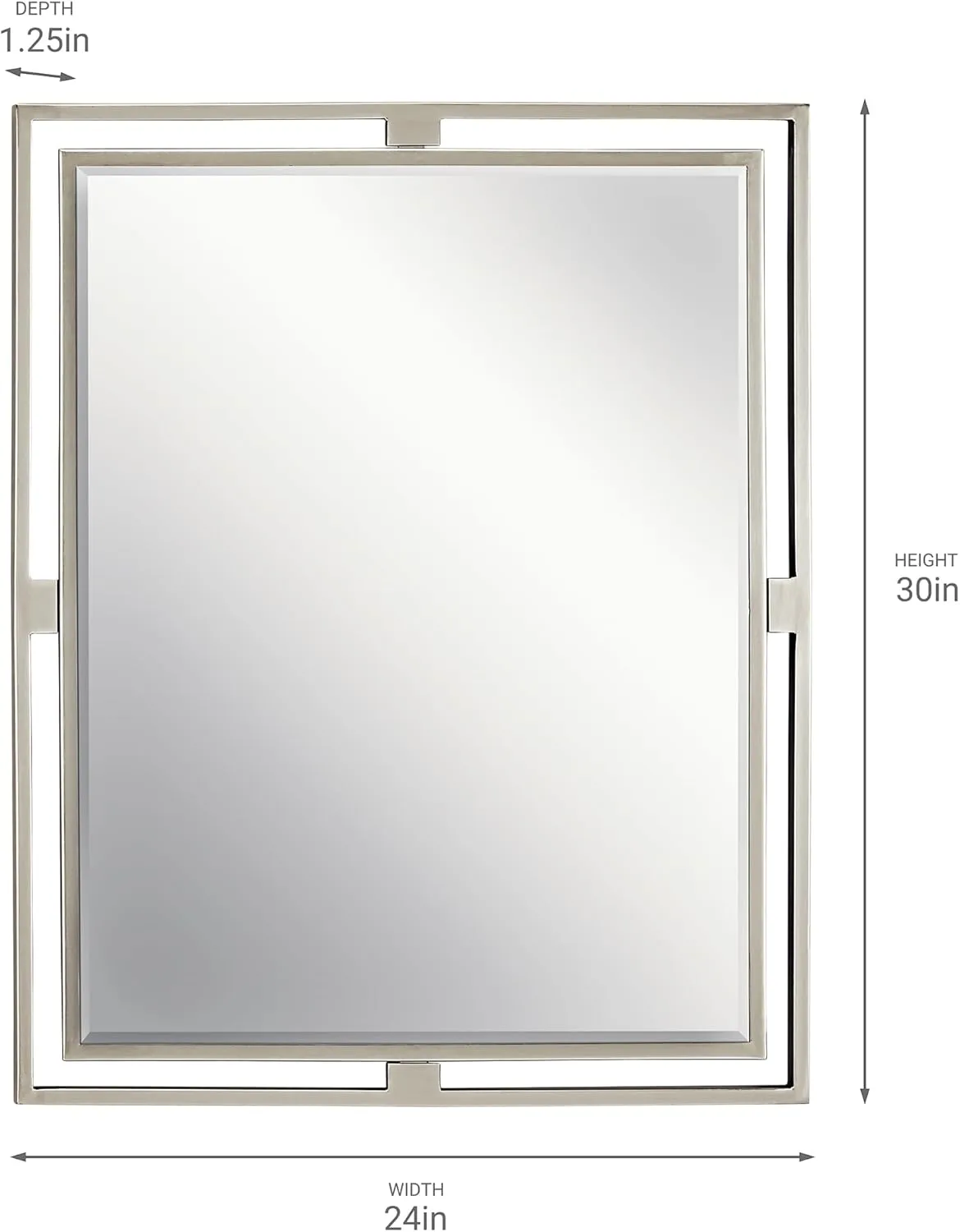 Kichler Hendrik 30" Rectangular Mirror in Brushed Nickel