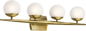 Kichler Jasper 32.25" 4 Light Halogen Vanity Light with Satin Etched Cased Opal Glass Natural Brass