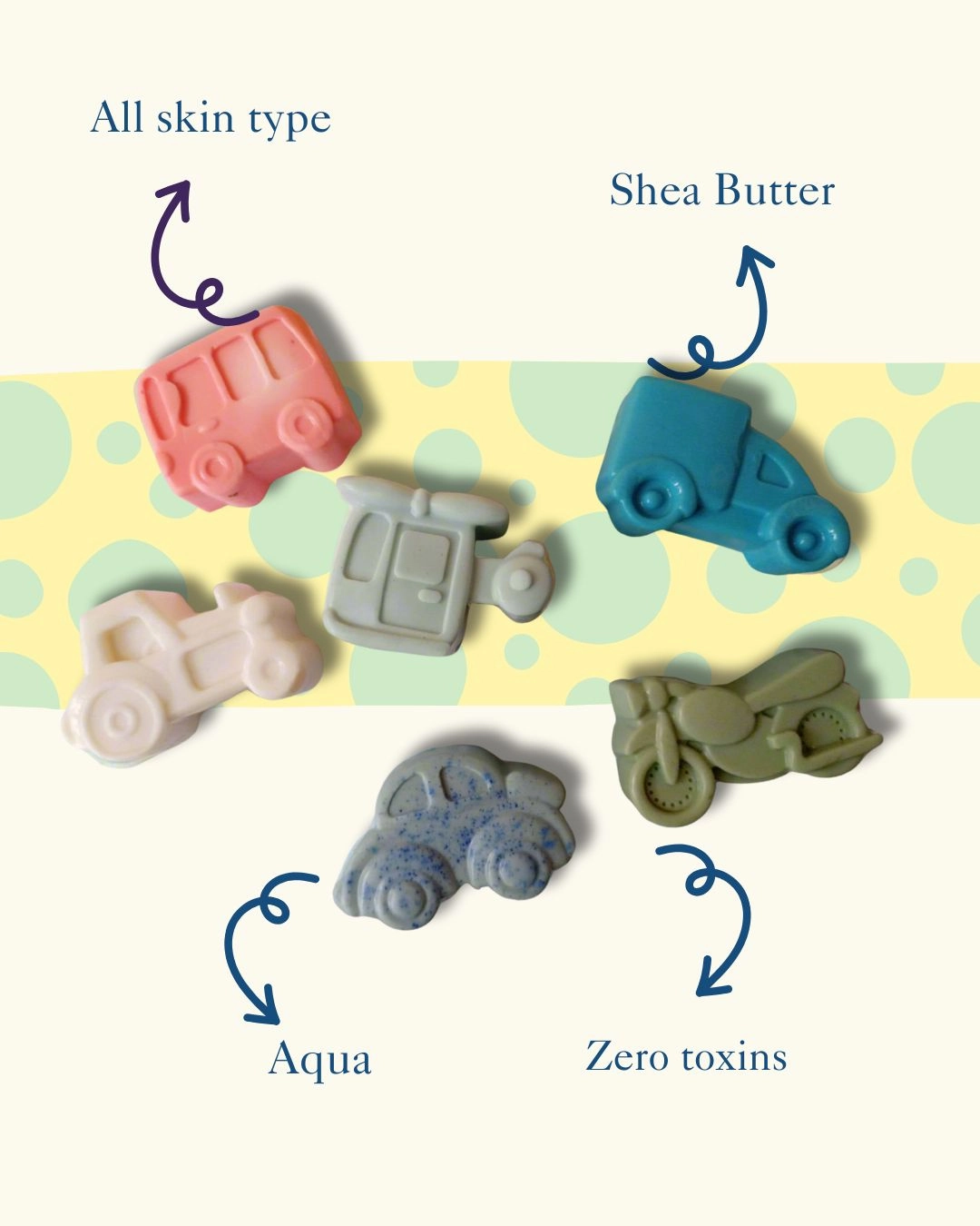 Kids Vehicle Shaped Shea Butter Soap Bar- Set of 4 Soaps
