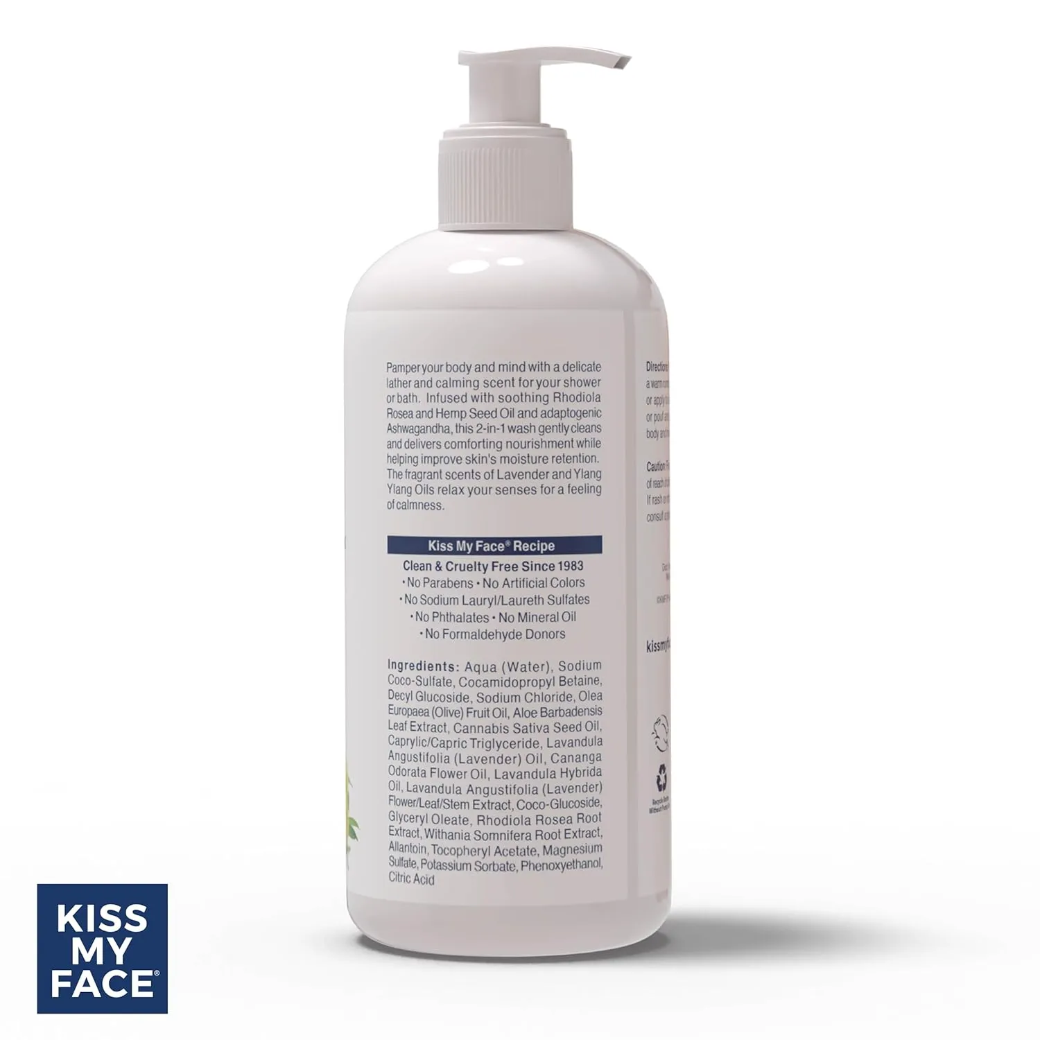 Kiss My Face De-Stress 2-in-1 Body Wash & Bath Soak Lavender   Ylang Ylang - Vegan Body Wash - 16 oz Bottle with Pump (Lavender & Ylang Ylang, Pack of 1)