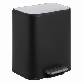 Kitchen Trash Can, 5.3 Gallon Stainless Steel Garbage Can with Soft Close Lid Foot Pedal & Removable Inner Bucket, Rectangular Step On Waste Bin for Office Bedroom (Matte Black)
