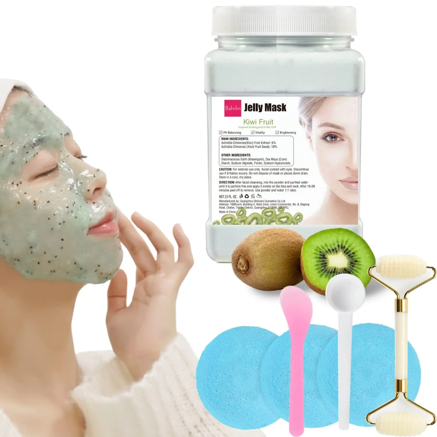 Kiwi Jelly Mask for Facials, Jelly Masks for Facials Professional, Beauty Skin Treatment Hydrating & Moisturizing Face & Body Mask