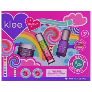 Klee Naturals Makeup Kit with Nail Polish, Glitter Gel and Lip Shimmer. Kid-Friendly and Non-Toxic. Made in USA. (Swirling Purple)