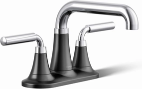 Kohler 27414-4-CBL Tone Bathroom Sink Faucet, Centerset Bathroom Faucet with Clicker Drain, 1.2 GPM, Polished Chrome with Matte Black