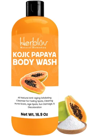 Kojic Acid Soap for Hyperpigmentation – Skin Brightening Kojic Papaya Body Wash – Dark Spot Soap Reduces Acne, Scars, and Evens Skin Tone – Turmeric Body Wash for Brighter Glowing Face