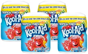 Kool-Aid Sugar-Sweetened Summer Blast Tropical Punch Artificially Flavored Powdered Soft Drink Mix (19 oz Canister) (Pack of 4)