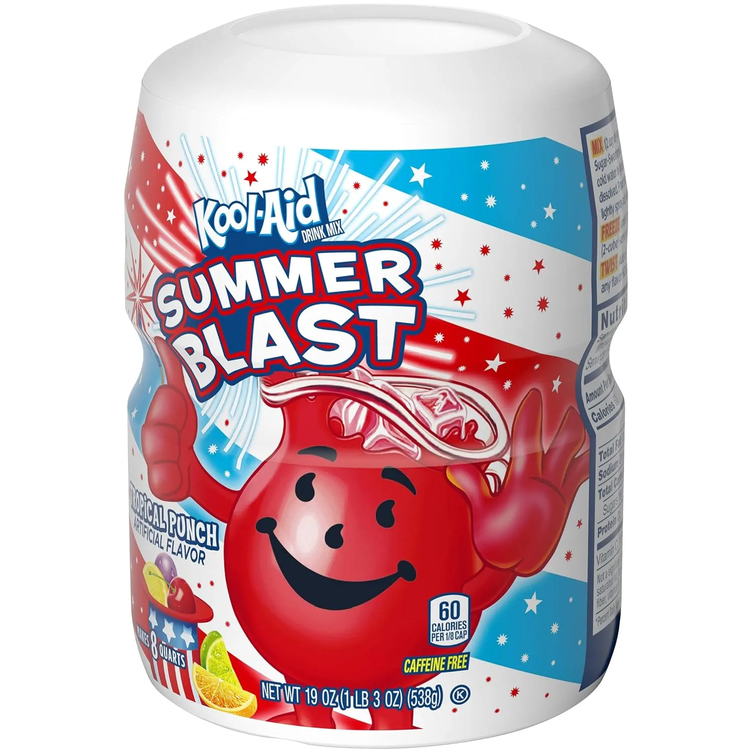 Kool-Aid Sugar-Sweetened Summer Blast Tropical Punch Artificially Flavored Powdered Soft Drink Mix (19 oz Canister) (Pack of 4)