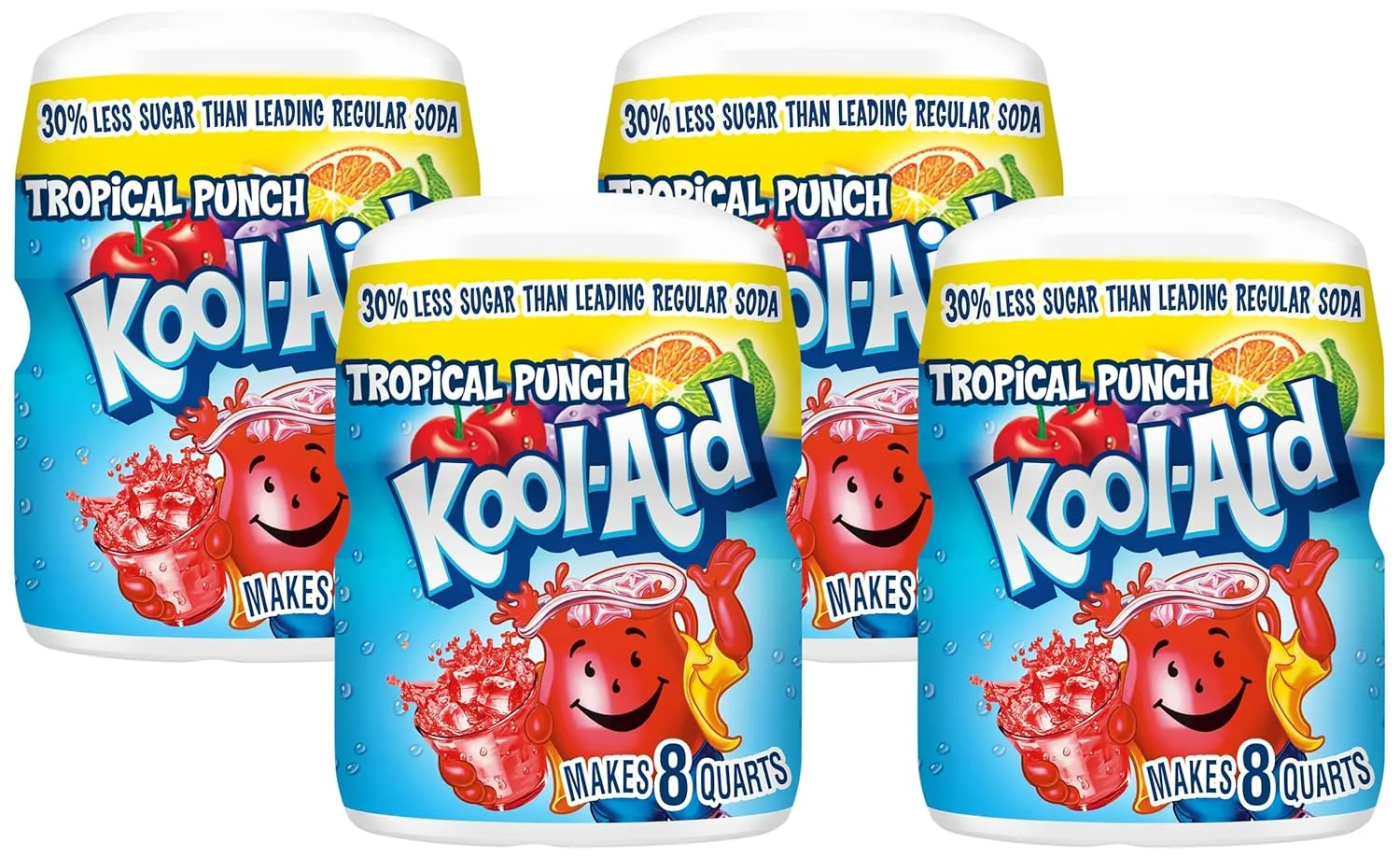 Kool-Aid Sugar-Sweetened Summer Blast Tropical Punch Artificially Flavored Powdered Soft Drink Mix (19 oz Canister) (Pack of 4)