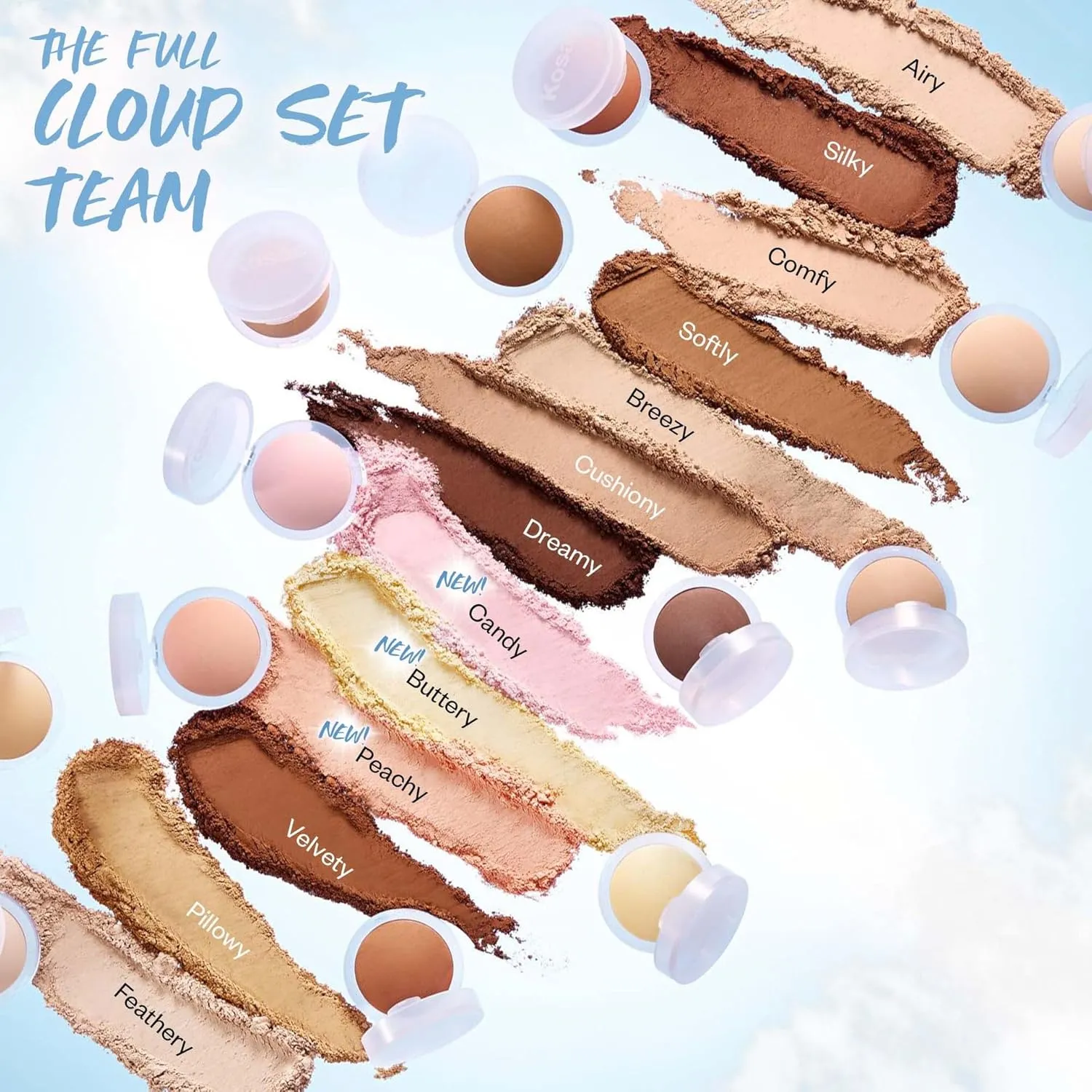 Kosas Cloud Set Face Setting Powder - Smoothing Shine Control, Soft, Sheer Translucent Makeup Finish, Portable & Long-Lasting Loose Pressed Baking Powder - Breezy (Sheer Light)