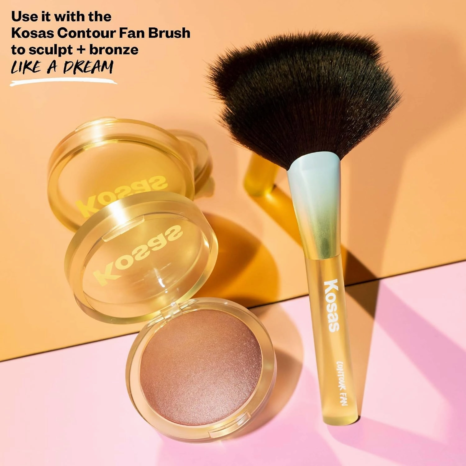 Kosas Sun Show Glowy Warmth Baked Bronzer - Contouring Powder for Cheekbones, Nose & Jawline - Enriched with Concentrated Fatty Acids - Talc-Free, Vegan & Hypoallergenic - Beachy