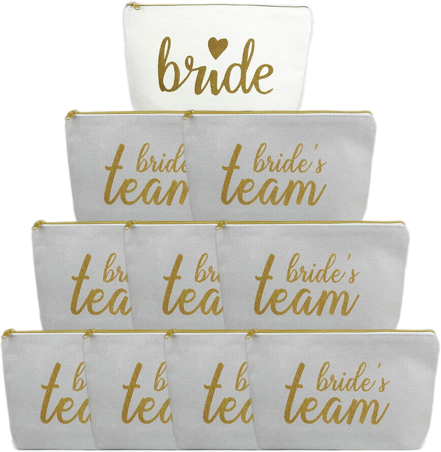 LADY&HOME Bridesmaid Makeup Bag Bride Vibe Team Bride Makeup Bag Wedding Party Cosmetic Bag Bridesmaid Proposal Gifts for Bridal Shower,Wedding,Bachelorette