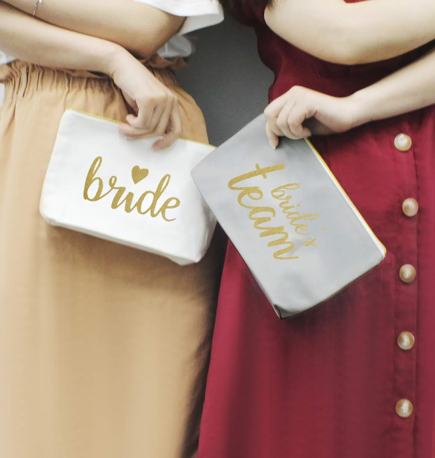 LADY&HOME Bridesmaid Makeup Bag Bride Vibe Team Bride Makeup Bag Wedding Party Cosmetic Bag Bridesmaid Proposal Gifts for Bridal Shower,Wedding,Bachelorette