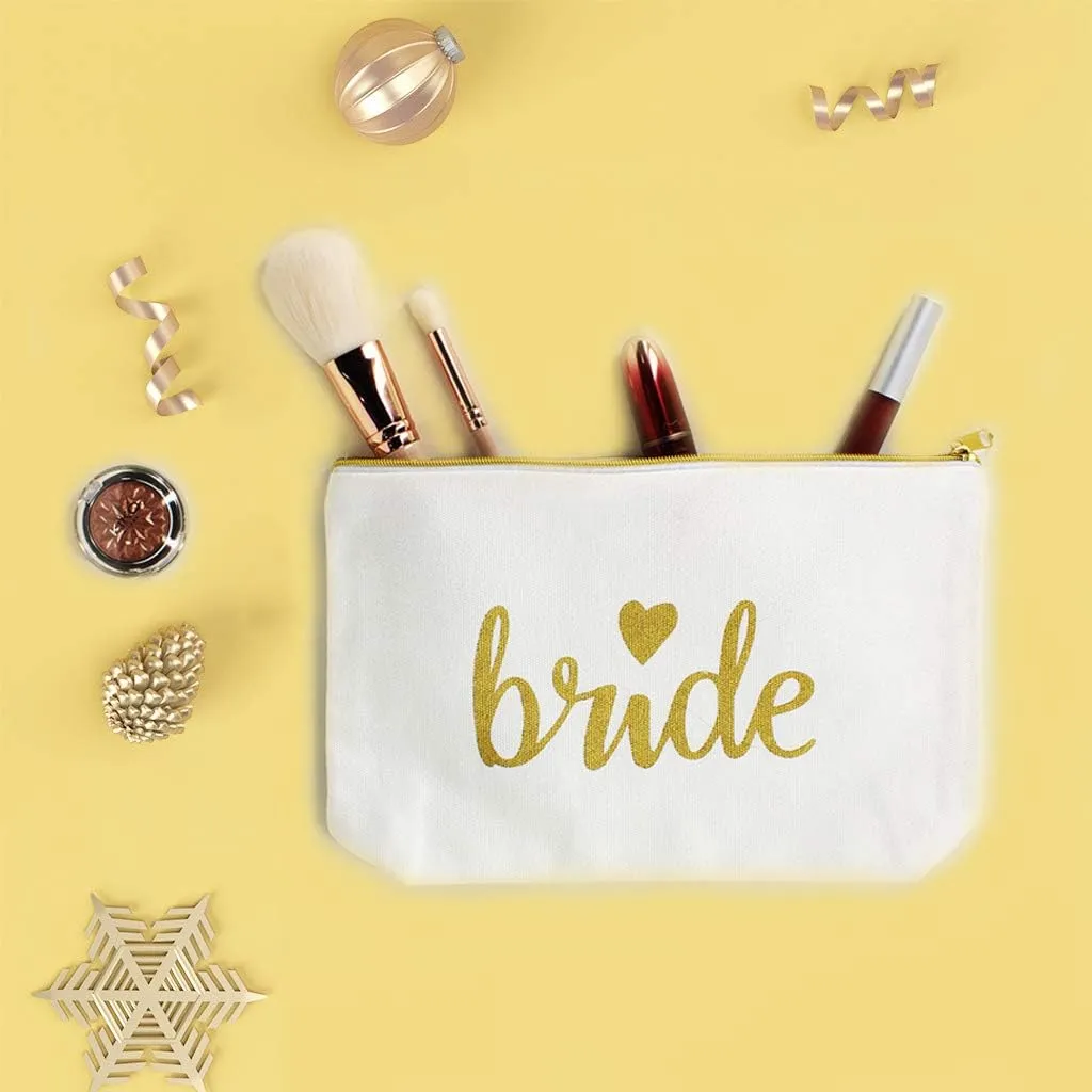 LADY&HOME Bridesmaid Makeup Bag Bride Vibe Team Bride Makeup Bag Wedding Party Cosmetic Bag Bridesmaid Proposal Gifts for Bridal Shower,Wedding,Bachelorette