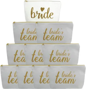 LADY&HOME Bridesmaid Makeup Bag Bride Vibe Team Bride Makeup Bag Wedding Party Cosmetic Bag Bridesmaid Proposal Gifts for Bridal Shower,Wedding,Bachelorette